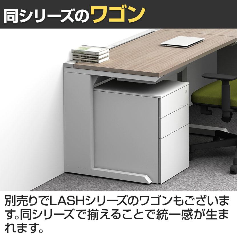 法人様限定 LASHデスク ティーレッグハーフ フリーアドレスデスク 片面3連タイプ 配線ダクト付き 幅3600×奥行600×高さ720mmの画像