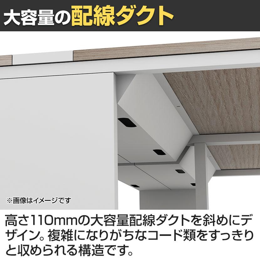法人様限定 LASHデスク ティーレッグハーフ フリーアドレスデスク 片面3連タイプ 配線ダクト付き 幅3600×奥行600×高さ720mmの画像