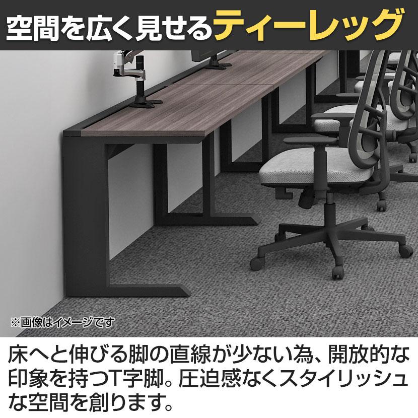 法人様限定 LASHデスク ティーレッグハーフ フリーアドレスデスク 片面3連タイプ 配線ダクト付き 幅3600×奥行600×高さ720mmの画像
