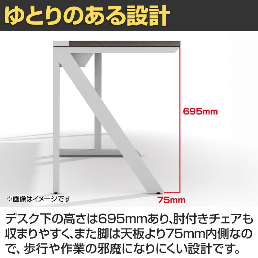 法人様限定 LASHデスク ラッシュハーフレッグ フリーアドレスデスク片面3連タイプ 配線ダクト付き 幅3600×奥行600×高さ720mmの画像