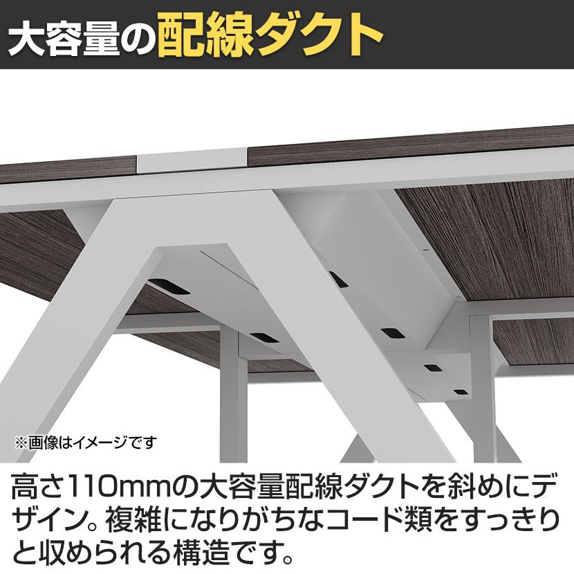 法人様限定 LASHデスク ラッシュハーフレッグ フリーアドレスデスク片面3連タイプ 配線ダクト付き 幅3600×奥行600×高さ720mmの画像