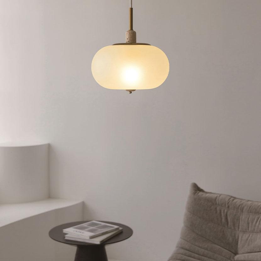 LED電球付き ペンダントライト パルカノ シンプル 照明 吊り下げ おしゃれ 電球 ゴールド 大理石 トラバーチン ガラス_1
