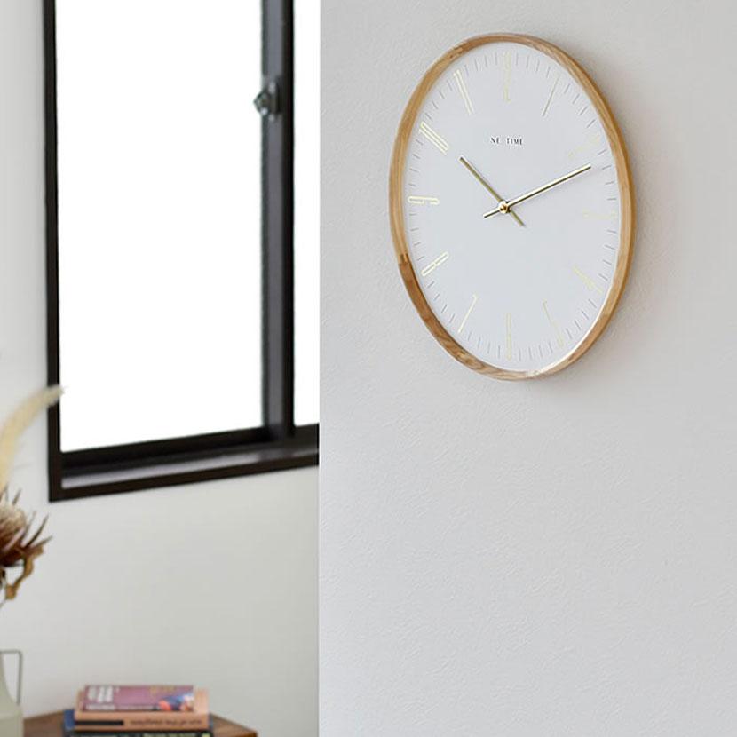 掛け時計 JAPANDI 秒針なし 静か 壁掛け 時計 木製 ゴールド スイープ