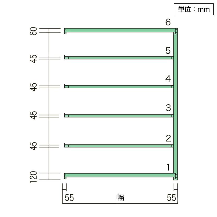 追加 増設用 国産スチールラック 収納 業務用 ボルトレス 中量500kg 段 幅1500×奥行600×高さ2400mm 天地6段の画像