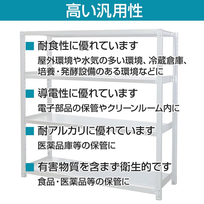 追加/増設用 国産 高耐食性めっき棚 中量300kg/段 増設 スチールラック 屋外ラック棚 錆に強い 長寿命 耐アルカリ性 幅1500×奥行600×高さ2400mm 天地6段の画像