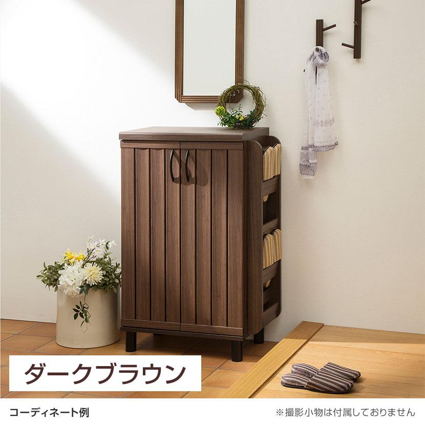 白井産業　靴箱　シューズラック　ナチュラルブラウン　幅:約58cm 白井産業 シューズボックス 下駄箱 スリット扉 約18足収納 シューズ