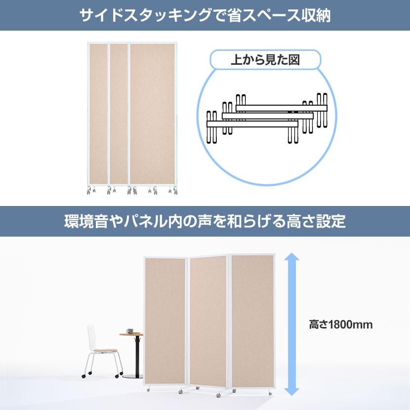 法人送料無料 スレディ 3連吸音パーテーション 折りたたみパーテーション キャスター付き 連結可能 自立式 幅1800×高さ1800mm 移動式 衝立 オフィス | オフィスコム | 17