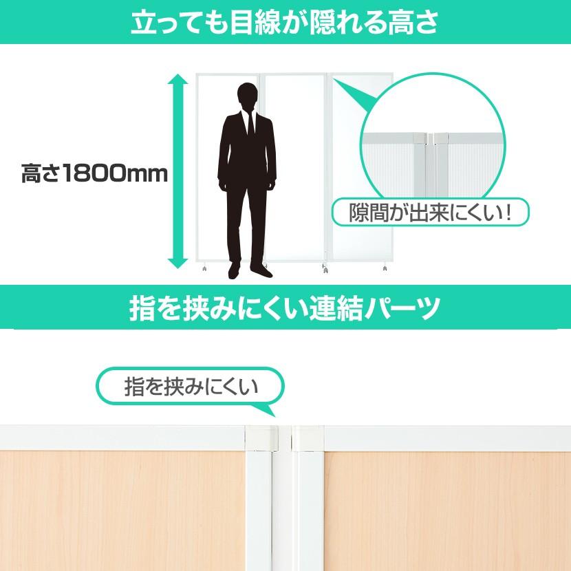 法人送料無料 パーテーション キャスター付き スレディ 3連 オフィスパーテーション 折りたたみパーテーション 衝立 仕切り 幅1800×奥行500×高さ1800mm | オフィスコム | 17