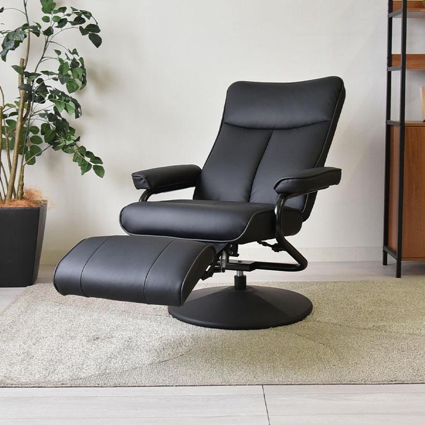 パーソナルチェア 合皮 PVCレザー リクライニングチェア 1人掛けソファ コンパクト 省スペース 回転式 幅805×奥行785〜1450×高さ910〜1010mm | タマリビング | 02