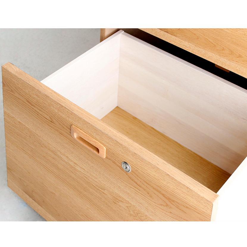 東馬（Tohma） TML 木製キャビネット 引出し2段収納 ナチュラル 鍵付き
