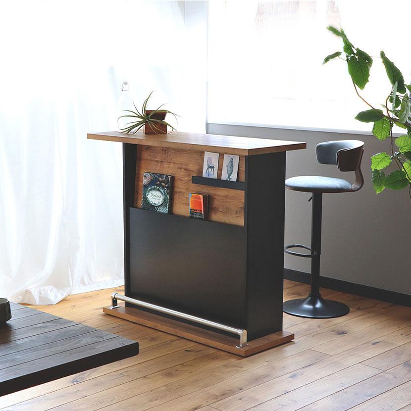 新品　テーブル　カウンター　おしゃれ　お洒落　1200幅 宮武製作所 カウンターテーブル ハイテーブル 棚付き 幅120cm