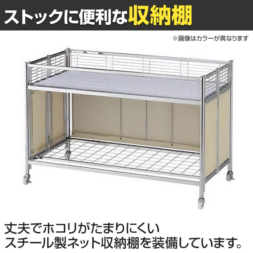 中折れワゴン セールワゴン 陳列什器 ネットワゴン バスケット 商品陳列 収納棚付 ブラックフレーム キャスター付 幅1200×奥行600×高さ830mm 折りたたみ可能 |  | 03