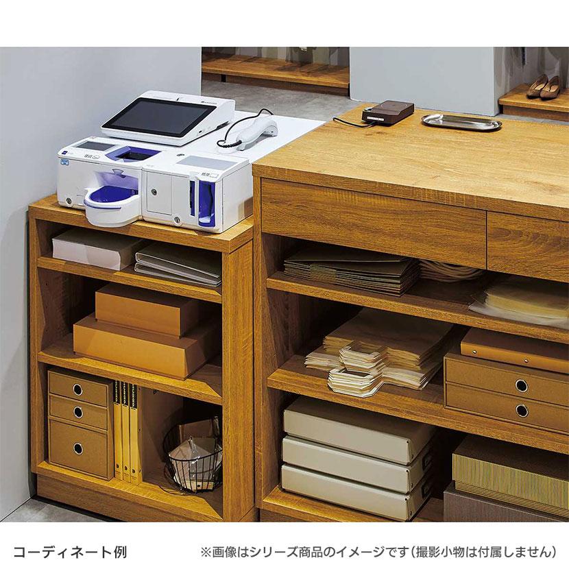レジカウンター 受付カウンター 会計カウンター 木製 小天板タイプ オープン ラスティック柄 引き出し 店舗什器 接客 幅1200×奥行600×高さ1100mm レジ台 |  | 05