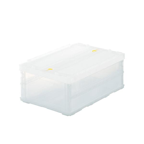 TRUSCO 薄型折リタタミコンテナスケル 30Lロックフタ付 透明 TSK-C30B | TRUSCO中山