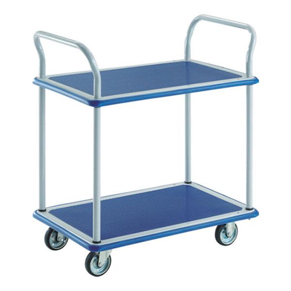 トラスコ中山 TRUSCO 305N プレス製台車 ドンキーカート 2段式両袖 台車 2輪自在 均等耐荷重300kg 幅615×奥行915×高さ205全高905mm | TRUSCO中山