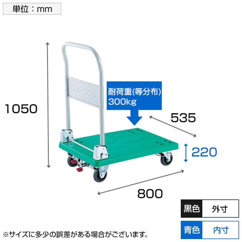TRUSCO 樹脂台車 グランカート 折りたたみ 4輪リングストッパー付きTP-801JKRS-4 | TRUSCO中山 | 02