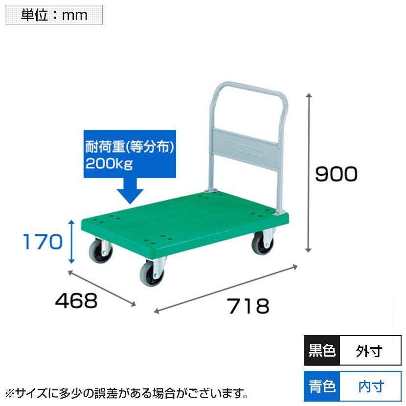 トラスコ中山 TRUSCO TP-702U 樹脂台車 グランカート 台車 ウレタンキャスター 均等耐荷重200kg 718×468mm | TRUSCO中山 | 04
