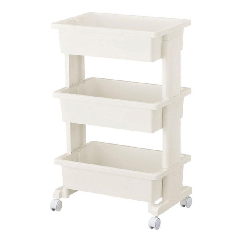 TRUSCO 組立式樹脂ワゴン 3段 ホワイト | TRUSCO中山
