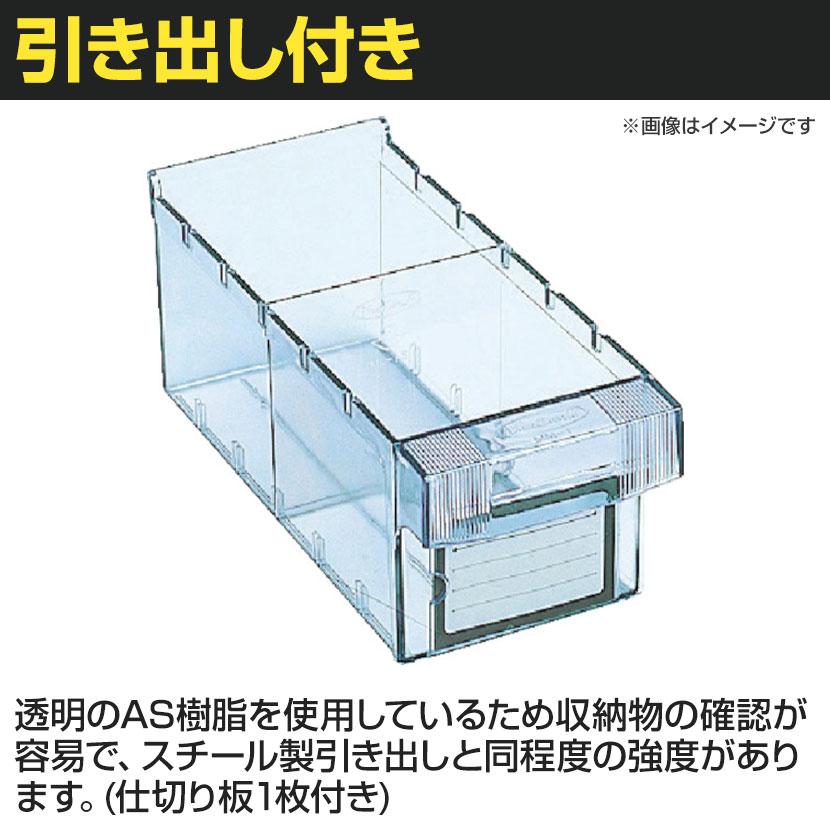 TRUSCO M2型軽中量棚 幅860×奥行450×高さ1800mm 樹脂透明引き出し付き 小×12 856-3189の画像