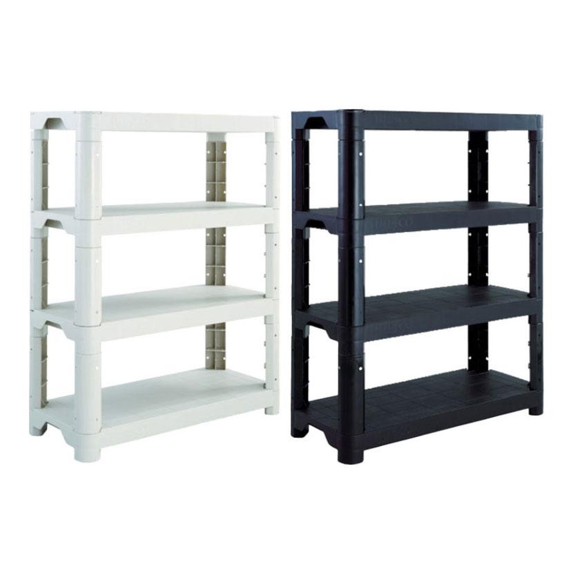 TRUSCO プラスチックシェルフ オープンラック 樹脂製 軽量 組立工具不要 屋外使用可能 幅800×奥行350×高さ1002mm 4段