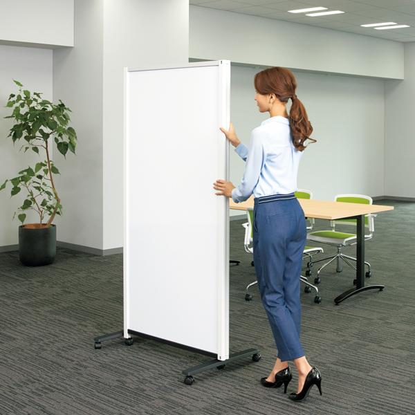 プラス パーテーションホワイトボード 1連 片面掲示板 ホワイトボード 折り畳み パーテーション オフィス 白版 876×1643mm 幅964×高さ1790mm PWJ-0918BSK-C_7