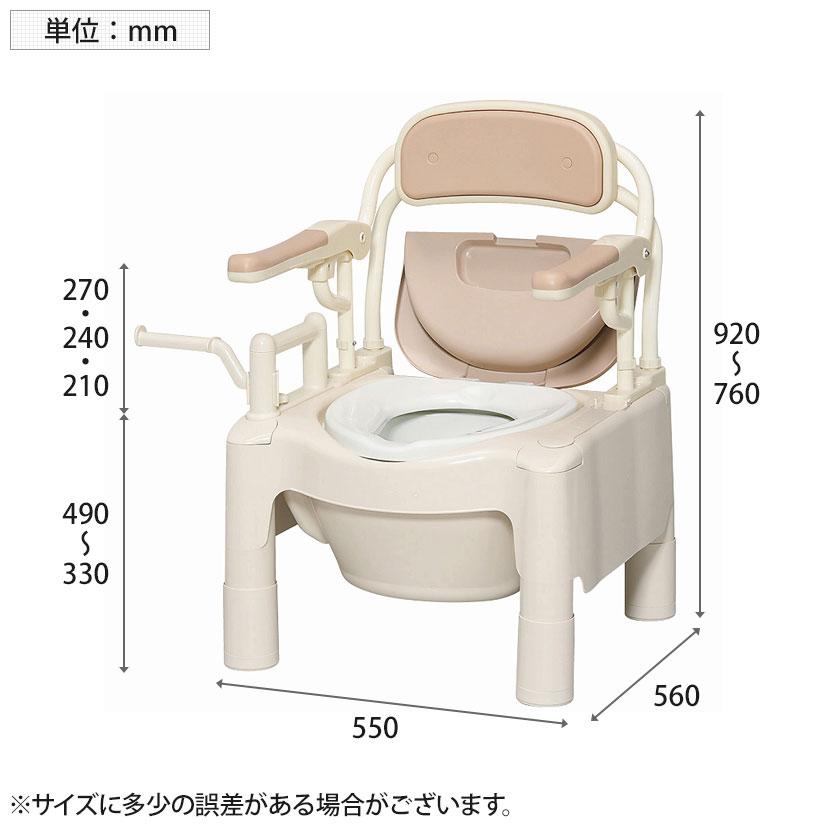 ウェルファン ポータブルトイレ FX-CP はねあげソフト便座トランスファ-タイプ/ベージュ 介護用品 簡易トイレ 排泄関連 介助 高齢者 防災 災害 抗菌加工｜officecom｜02