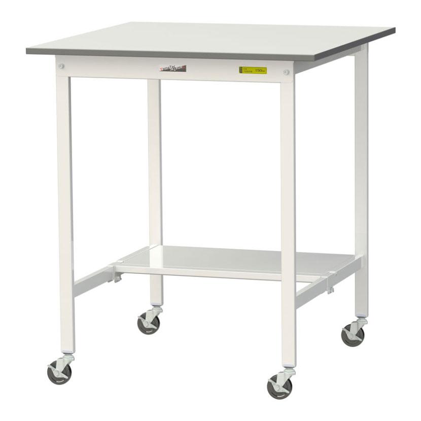 山金工業 軽量作業台 キャスター付き 半面棚付き 低圧メラミン天板 ワークテーブル 150シリーズ 移動式 SUPHC-990T-WW 幅900×奥行900×高さ1035mm | 