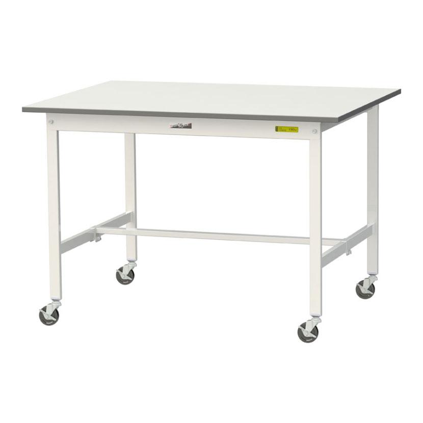 山金工業 軽量作業台 キャスター付き 全体耐荷重128kg 低圧メラミン天板 ワークテーブル 150シリーズ 移動式 SUPC-1290-WW 幅1200×奥行900×高さ825mm | 