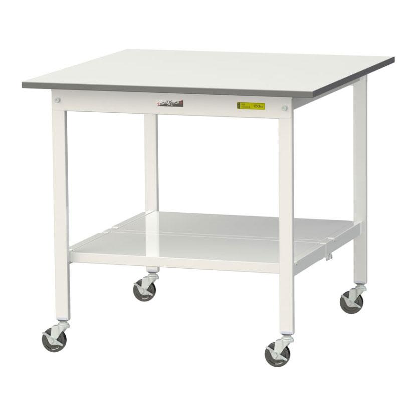 山金工業 軽量作業台 キャスター付き 全面棚付き 低圧メラミン天板 ワークテーブル 150シリーズ 移動式 SUPC-990TT-WW 幅900×奥行900×高さ825mm | 