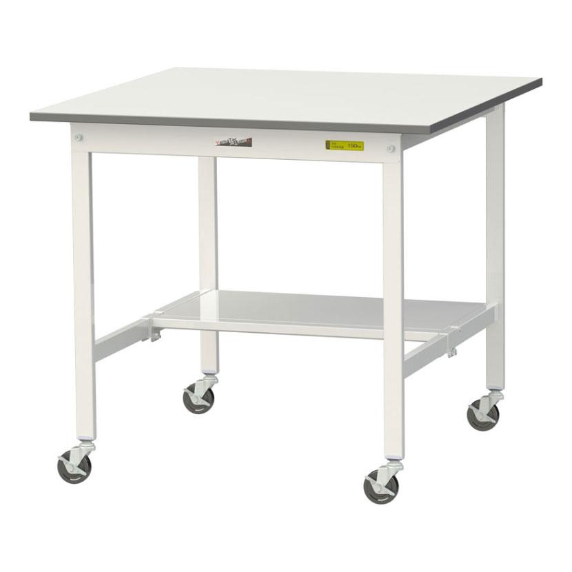 山金工業 軽量作業台 キャスター付き 半面棚付き 低圧メラミン天板 ワークテーブル 150シリーズ 移動式 SUPC-990T-WW 幅900×奥行900×高さ825mm | 