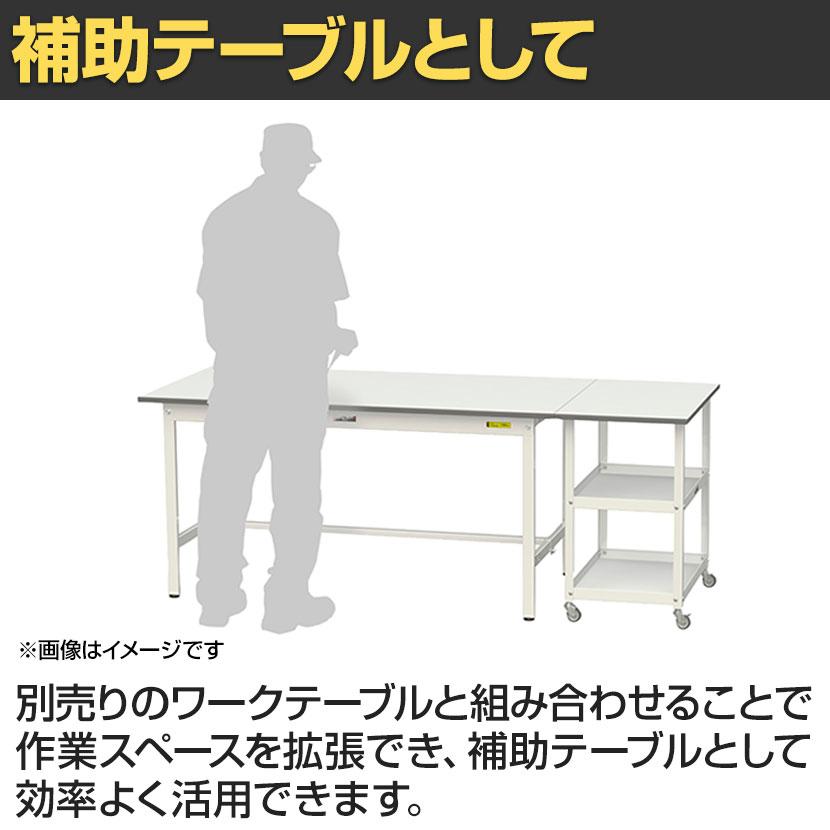 山金工業 天板付きワゴン 150ワゴン キャスター付き 棚板2段 低圧メラミン天板 ワークテーブル 150シリーズ 軽量作業台 HTC-7560W 幅750×奥行600×高さ738mmの画像