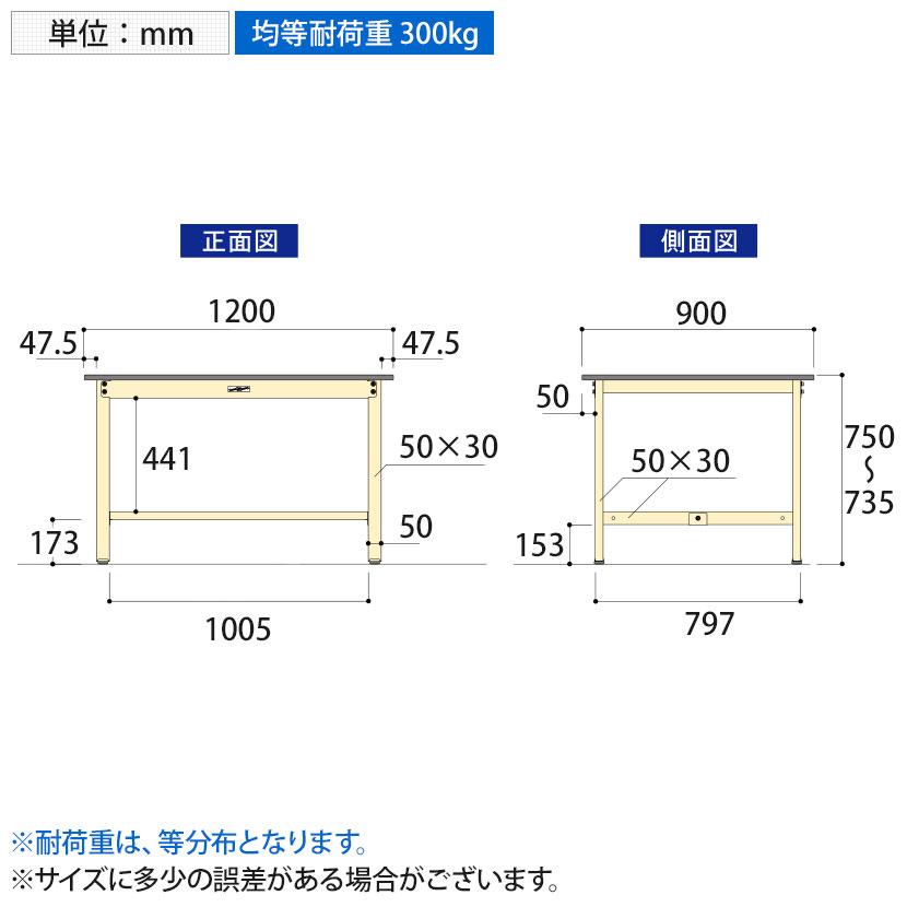 山金工業 軽量作業台 耐荷重300kg 塩ビシート天板 ワークテーブル 300シリーズ 幅1200×奥行900×高さ740mm SWR-1290 |  | 04