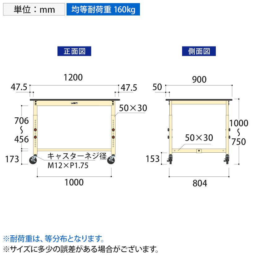 山金工業 軽量作業台 高さ調整 移動式 キャスター付き 塩ビシート天板 ワークテーブル 300シリーズ 幅1200×奥行900×高さ750〜1000mm SWRAC-1290 |  | 05