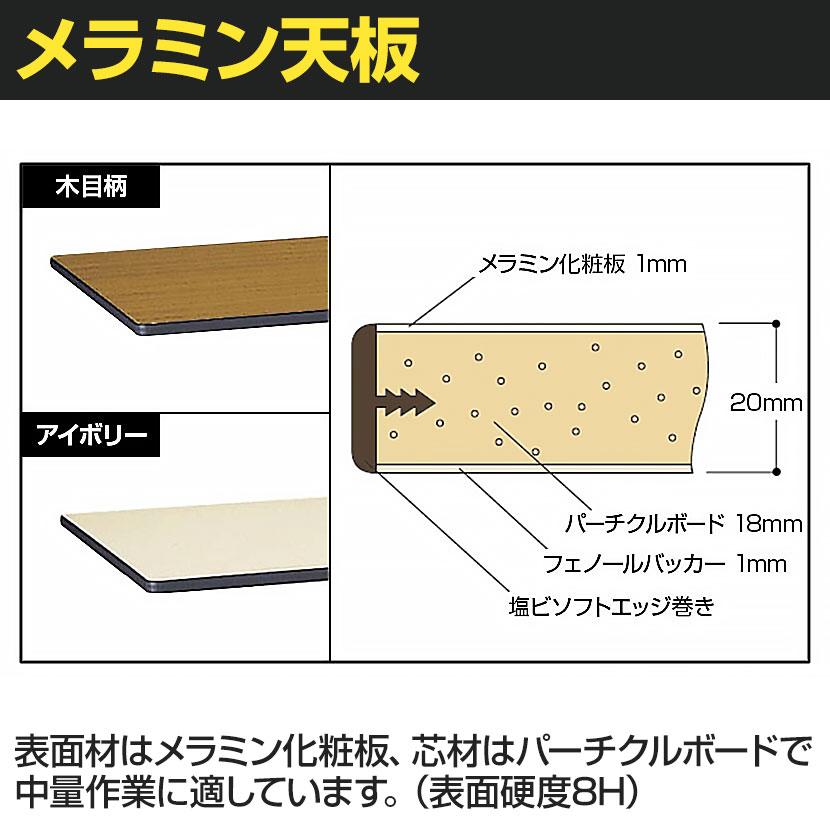 山金工業 中量作業台 中間棚付き 半面棚付き 耐荷重500kg メラミン天板 ワークテーブル500シリーズ 幅1500×奥行750×高さ740mm SJM-1575TS1 |  | 02