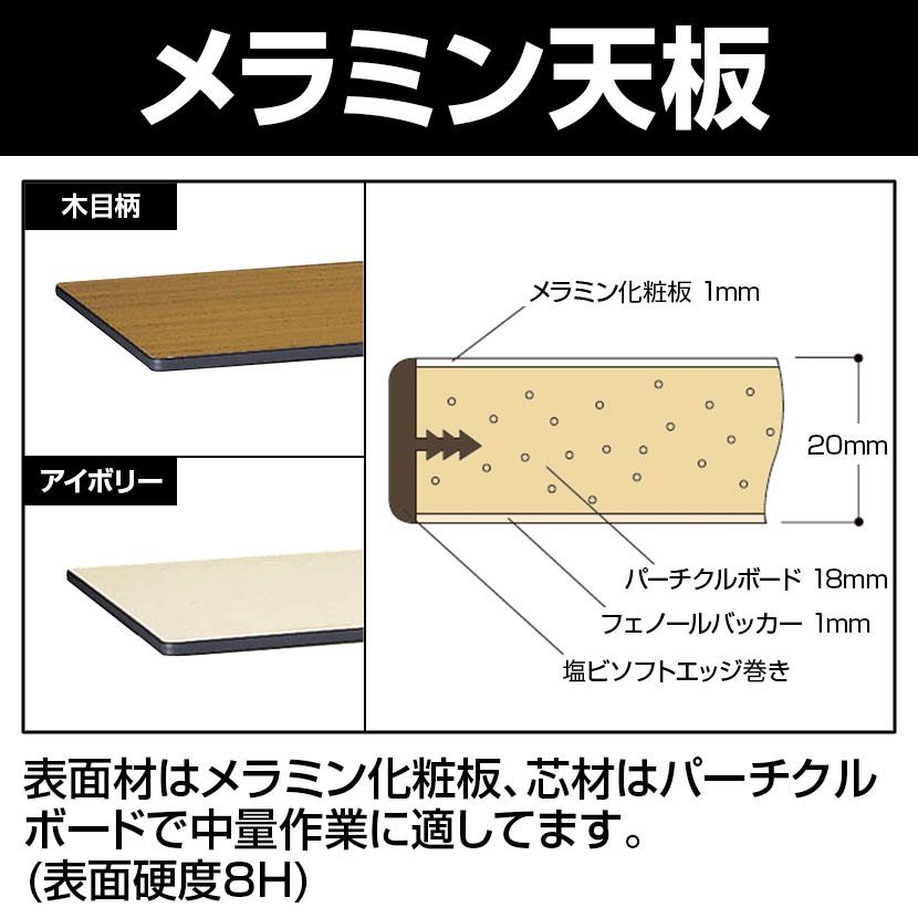 山金工業 中量作業台 中間棚付き 耐荷重800kg メラミン天板 ワークテーブル 800シリーズ SVM-975S2 幅900×奥行750×高さ740mm_3