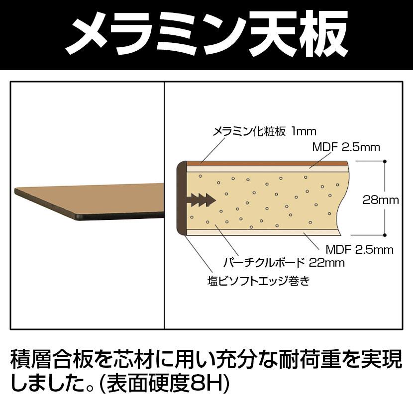 山金工業 中量作業台 中間棚付き 半面棚付き 耐荷重1200kg メラミン天板 ワークテーブル バイス専用タイプ SZMV-1575TS1 幅1500×奥行750×高さ740mm_3