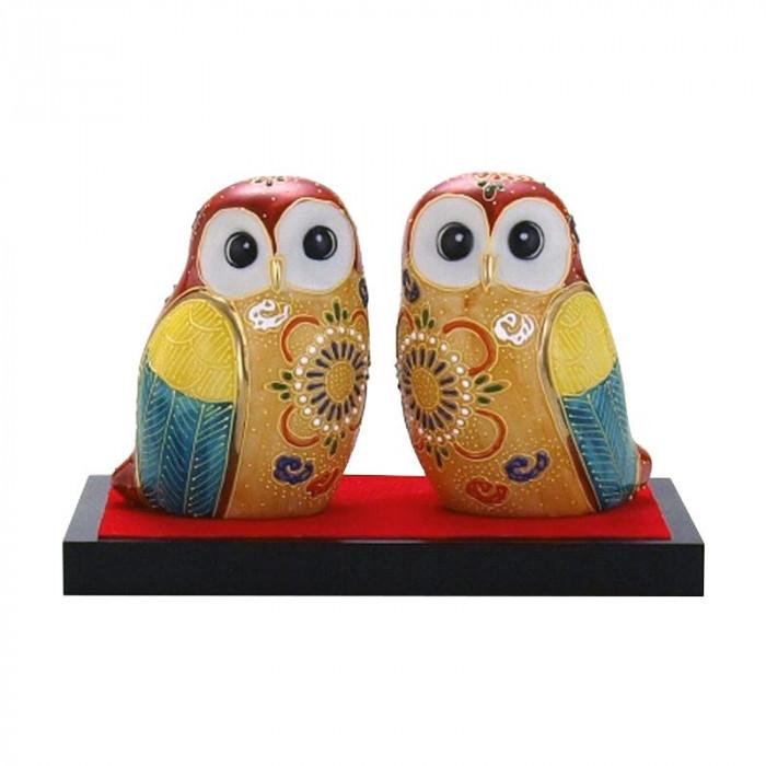 注目のブランド 代引 同梱不可 九谷焼 3号ペア梟 盛 N191 09 オブジェ 置き物 Www Gatorheatandair Com