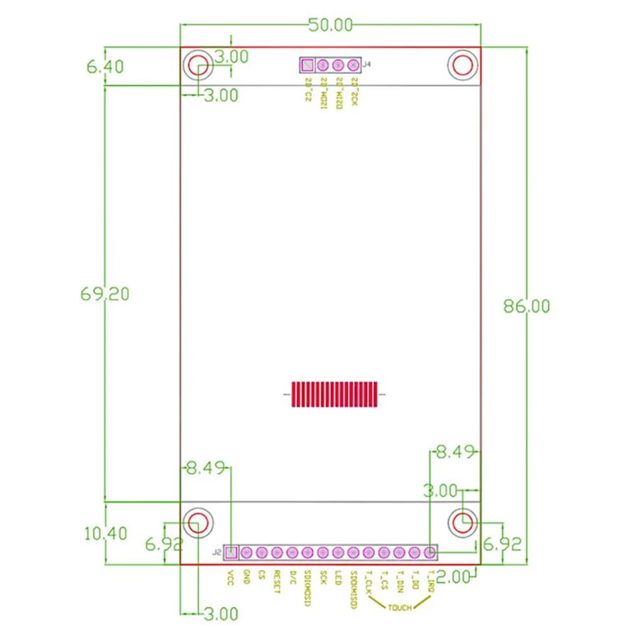 TFT LCDディスプレイ 2.8インチ 240x320 タッチスクリーン付 Arduino