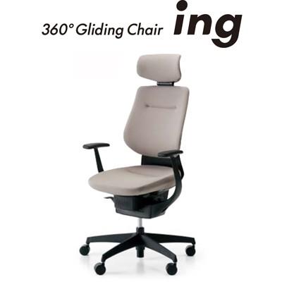 コクヨ イング ing ヘッドレスト付きタイプ T型肘・樹脂脚 ブラック CR-G3205E6
