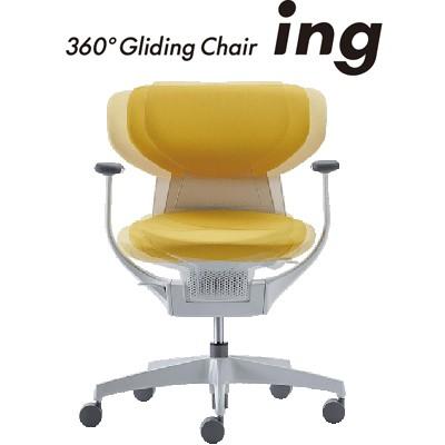 コクヨ イング ing ヘッドレスト付きタイプ T型肘・樹脂脚 ブラック CR-G3205E6の画像