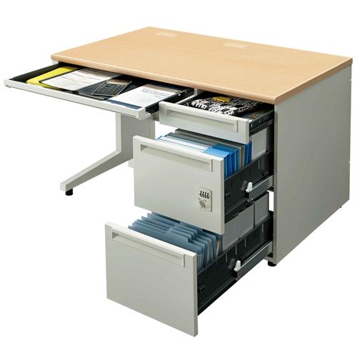 プラス UJデスク 片袖机 ダイヤル錠 UJ-107A-3D W1000_4