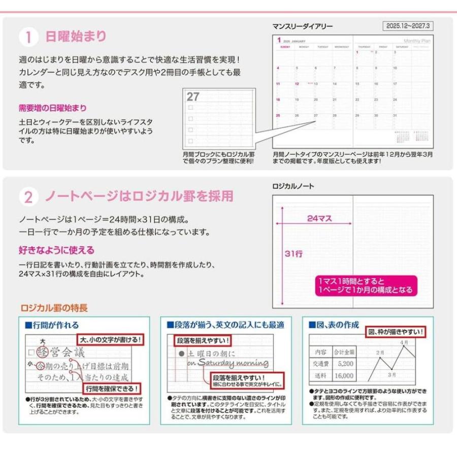 【ナカバヤシ】ロジカルダイアリー2026 月間ノートタイプA／A5／フラワー (NS-A502-26AS2) 2026年スケジュール帳 大人かわいい 手帳 イラスト | ナカバヤシ | 01