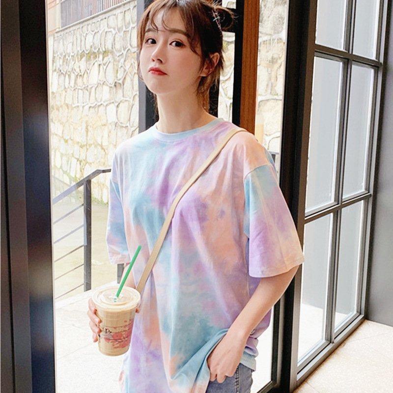 Tシャツ レディース タイダイ柄 半袖 夏 ゆるい トップス 韓国ファッション 原宿系 Bf風 ヒップホップ ダンス ストリート風 カジュアル 21dx02 オフィス峰 通販 Yahoo ショッピング