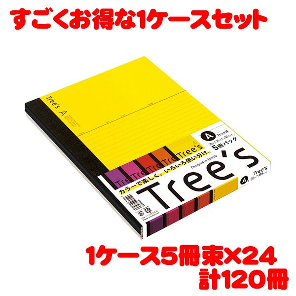 日本ノート スタンダードノート Tree's B5サイズ A罫30枚 5冊束　アソートパック UTR3A05 5冊束*24パック　計120冊