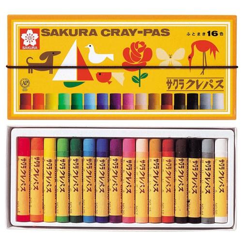 サクラクレパス クレパス 太巻 16色 ゴムヒモ付 LP16R クレヨン 絵画
