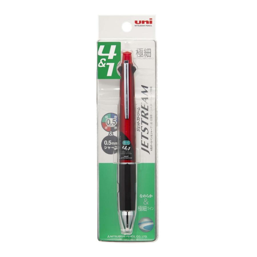 ＜三菱鉛筆＞ ジェットストリーム 4＆1 多機能ペン（4色+シャープペン） 0.5mm 極細ボルドー（パック品） MSXE510005P.65｜officeland