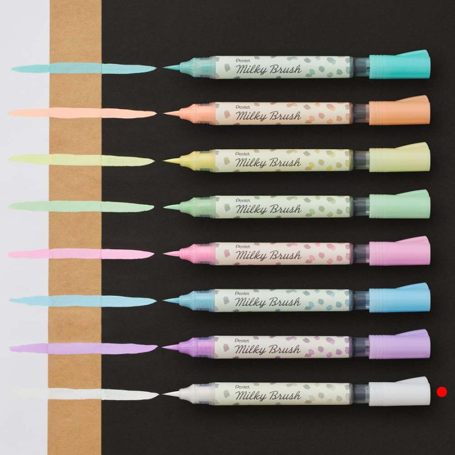Pentel Milky Brush & Frixion Light セット ぺんてる（Pentel） ミルキーブラッシュ Milky Brush ホワイト XGFH-PW