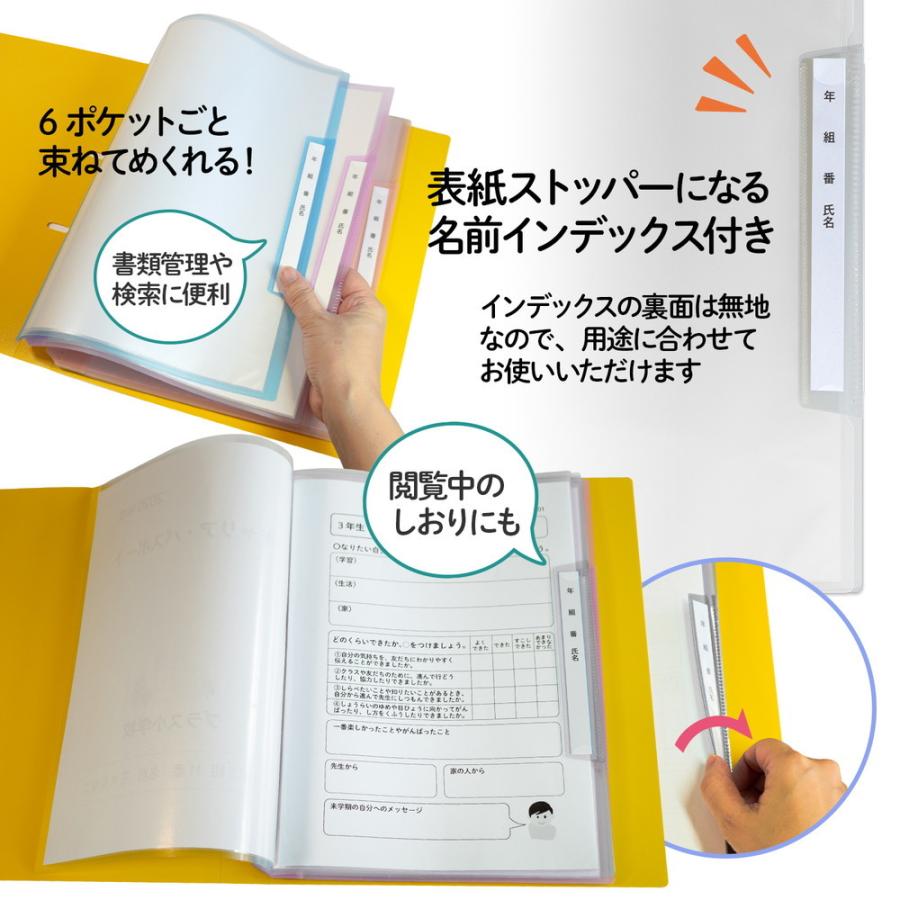 プラス(PLUS) 年組氏名リフィール式クリアファイル タテ入れ 6ポケット (２・４・30穴共有）クリアー RE-201CF 84-826｜officeland｜05