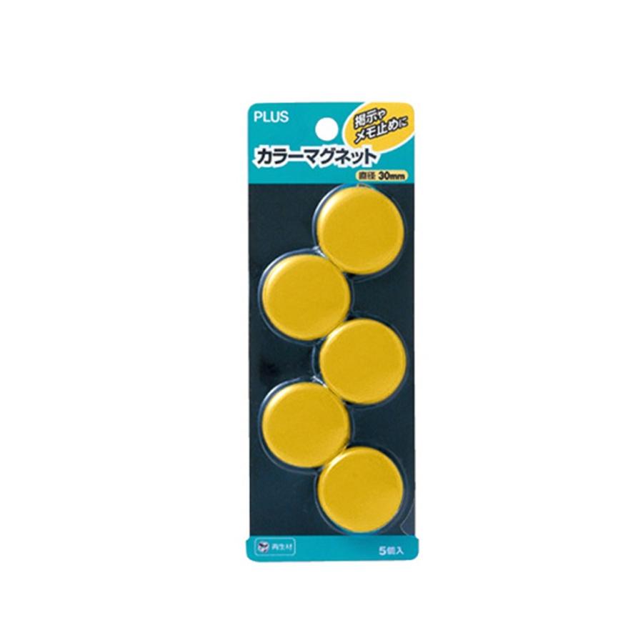 PLUS（プラス） マグネット カラーマグネット 直径30mm 5個入 イエロー