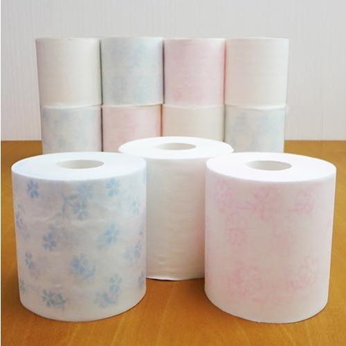 トイレットペーパー 国産高級トイレットロール 「ハヤシの花」30ロール入り 55m シングル アソート（ホワイト・ピンク・ブルー） ハヤシ商事（Yahoo!・オフィスランドYahoo!店）